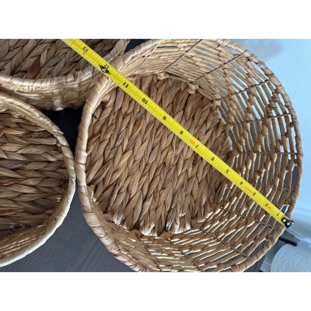 Woven Hyacinth Nesting Baskets‎ Set of 3 Natural Tan Round Decorative Home Boho